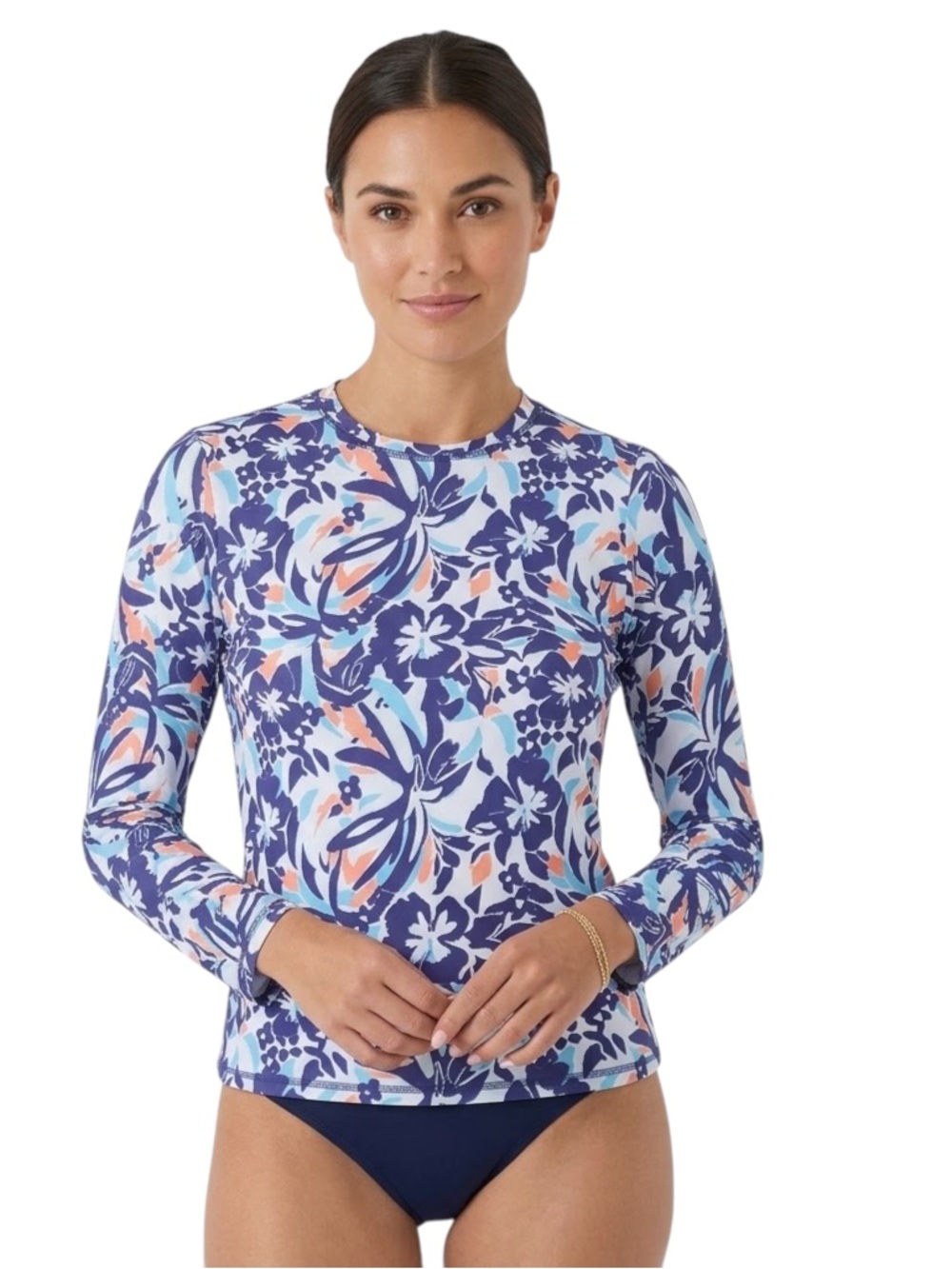 Roxy Blue Floral UPF 50+ Long Sleeve Sun Protection Tee